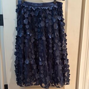 Anthropologie Blue Embellished Bubble Midi Skirt